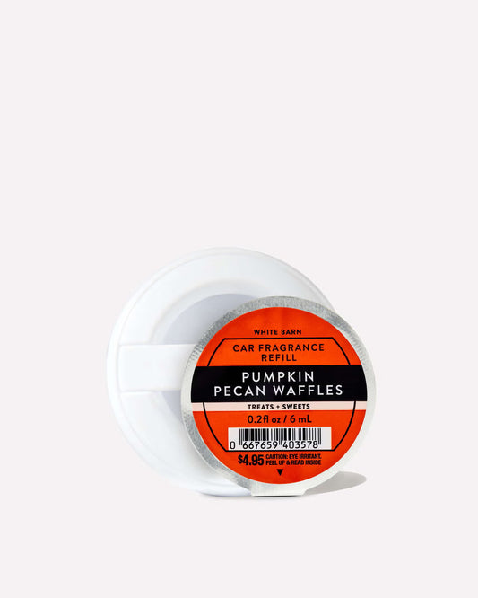 A single spool of White Bark Car Fragrance Refill in the scent Pumpkin Pecan Waffles, featuring a white plastic spool with a circular orange and black label. purchase from www.americanbodycare.co.uk