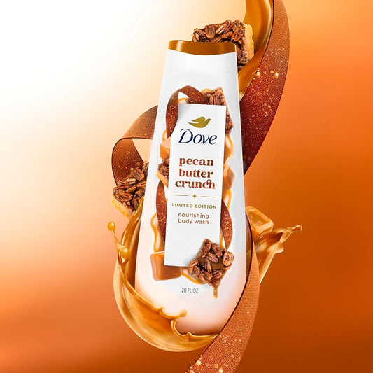 Dove pecan butter crunch body wash bottle with pecans on . Purchase from americanbodycare.co.uk