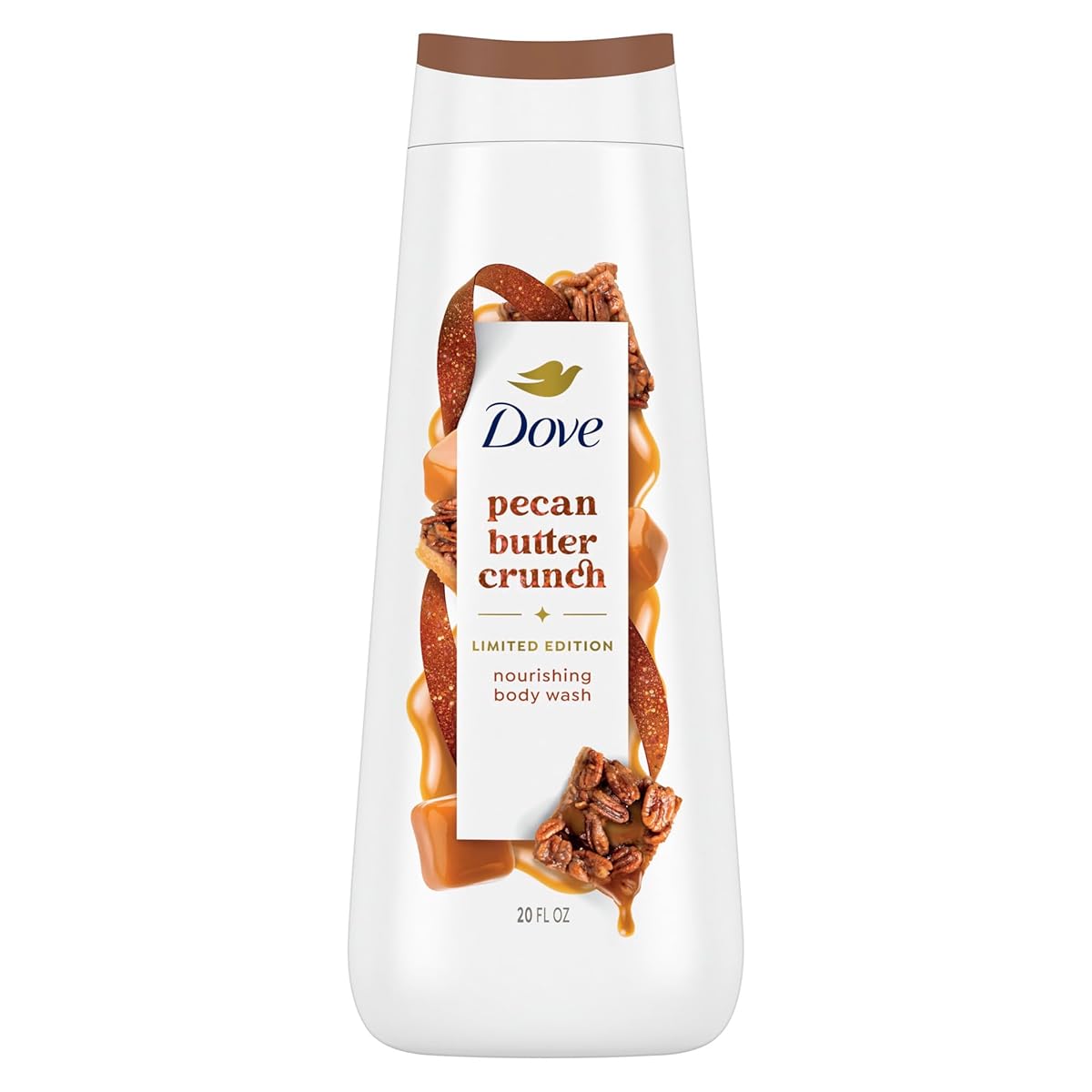 Dove Pecan Butter Crunch body wash bottle. Purchase from americanbodycare.co.uk