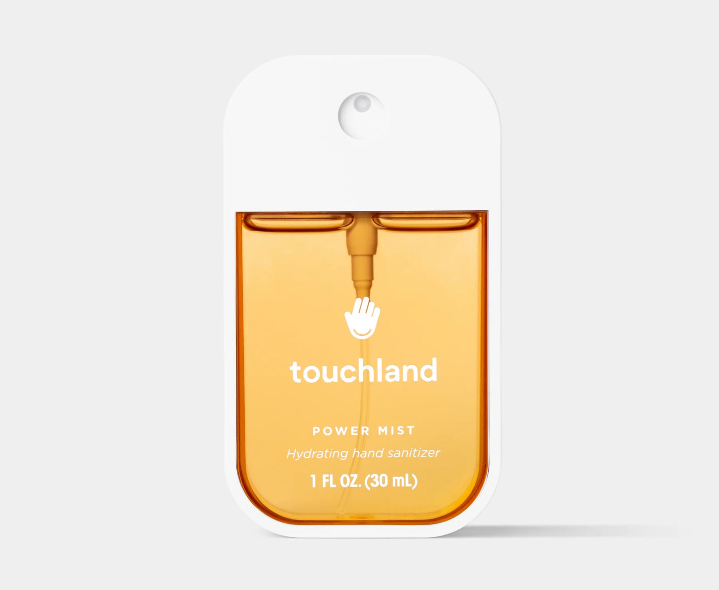 Touchland power mist hand sanitizer spiced pumpkin-tini packaging on a white background. Purchase from americanbodycare.co.uk
