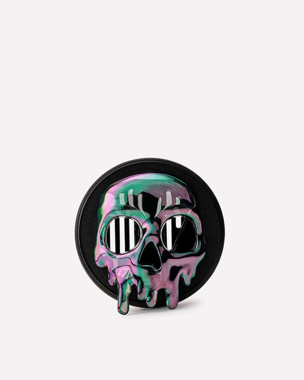 Skull-shaped object with colorful design on a white background. purchase from www.americanbodycare.co.uk