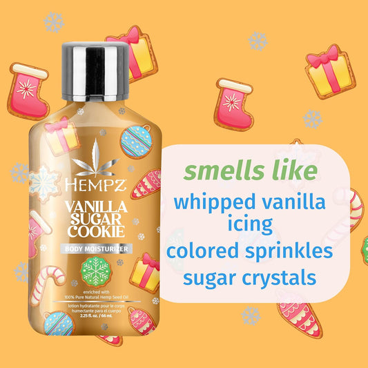 Hempz Vanilla Sugar Cookie body moisturizer bottle with festive background. purchase from www.americanbodycare.co.uk